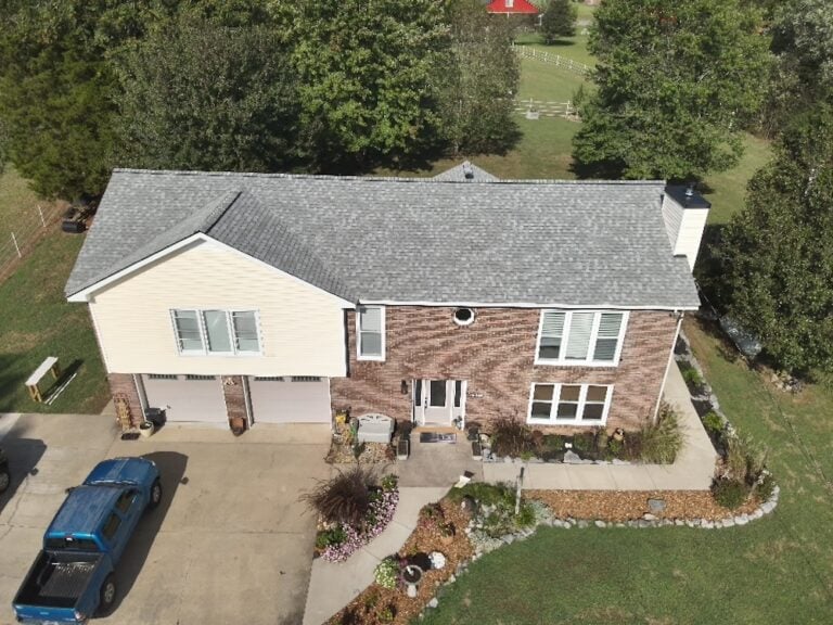 aerial view of gray asphalt shingle roof summit project