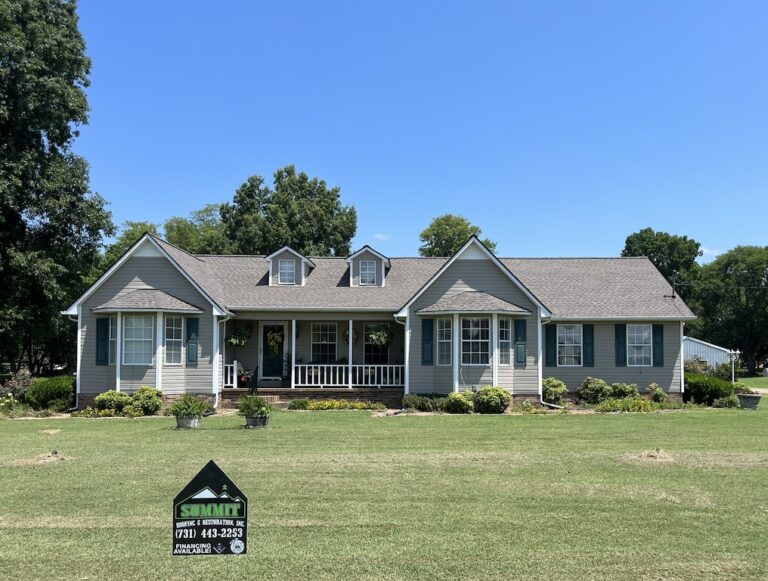 beige siding asphalt roofing residential house summit project
