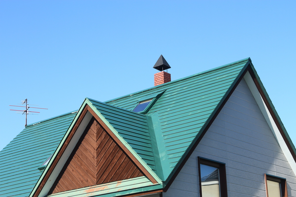 green metal roof