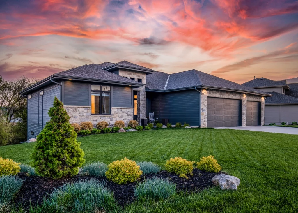 new home at dusk