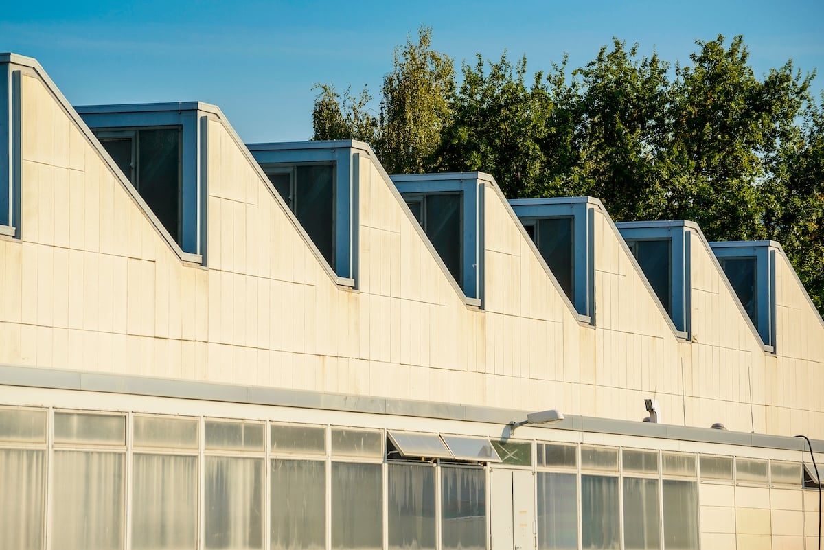 Sawtooth roof line of an old industrial building